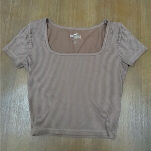 Hollister Women's Brown Pinstripe Crop Top